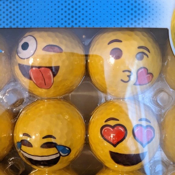 Emoji Golf Balls‎ Practice Novelty Yellow Set of 12 Regular Size  Brand New - Picture 3 of 4